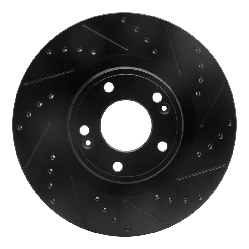 Hyundai Genesis Coupe Brake Rotor (1) - Front Right - R1 Concepts - Drilled & Slotted - Black - `10-`16